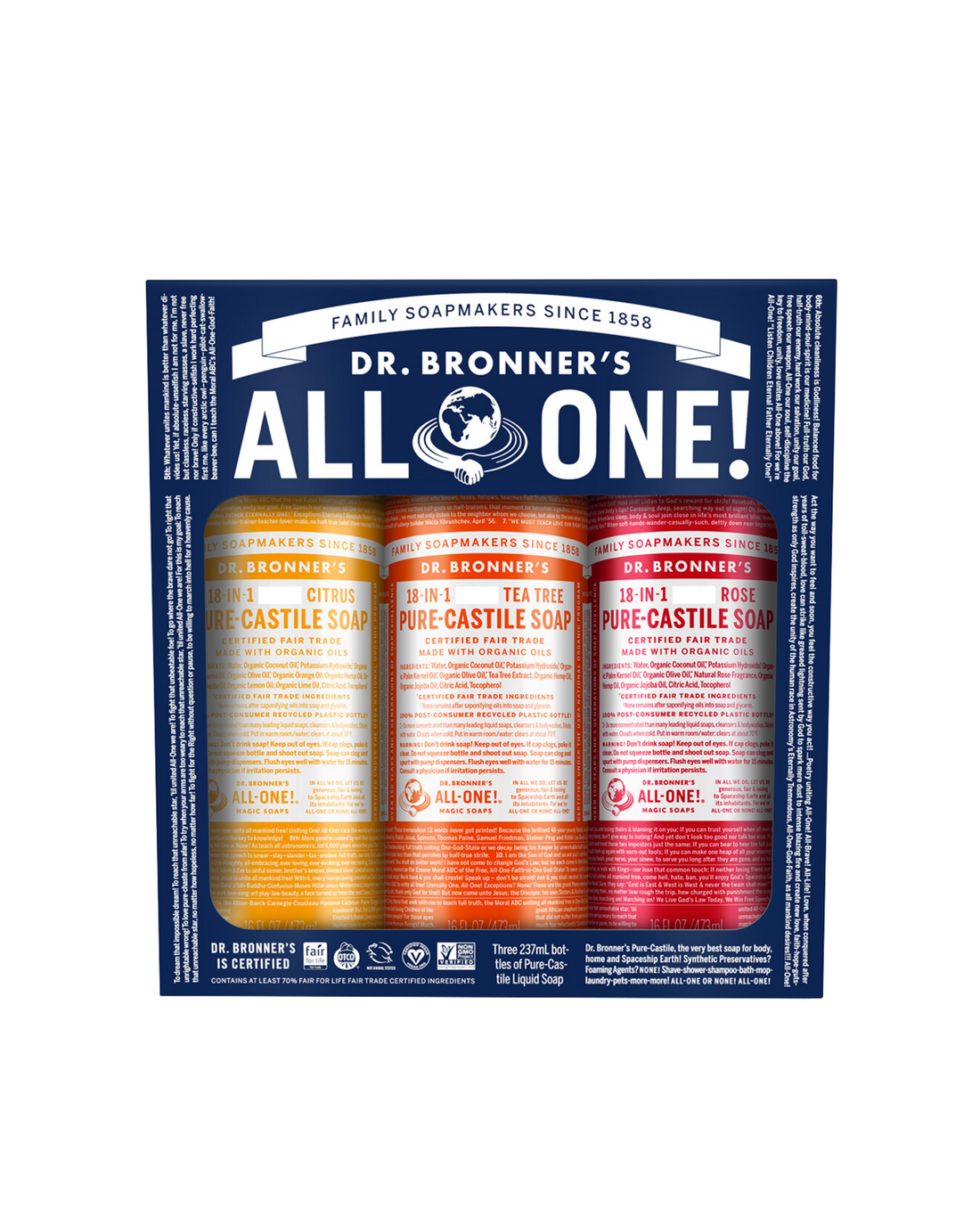 Dr. Bronner's 纯卡斯提尔液体皂 237ml/礼包