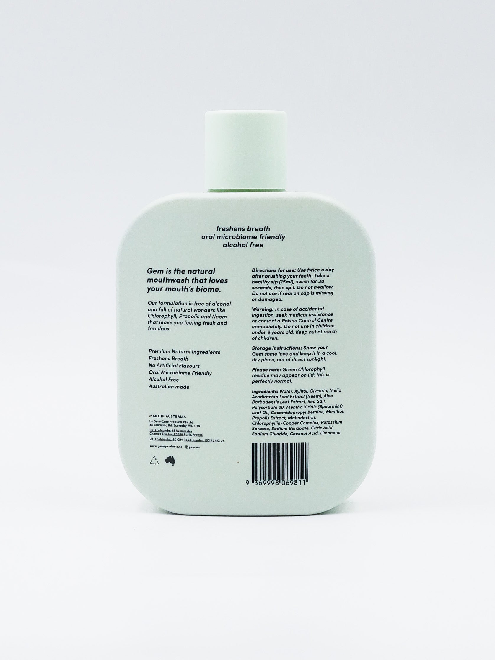 Gem Mouthwash Crisp Mint Leap Health